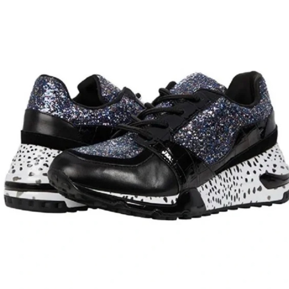 Steve Madden Black and Purple Boomer Glitter Sneakers size 7.5
